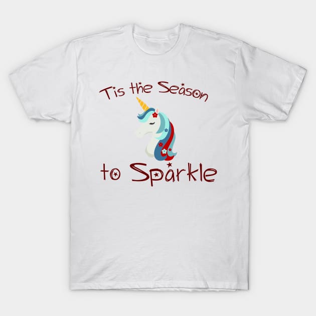 Christmas Unicorn: Tis the Season to Sparkle T-Shirt by Wanderer Bat